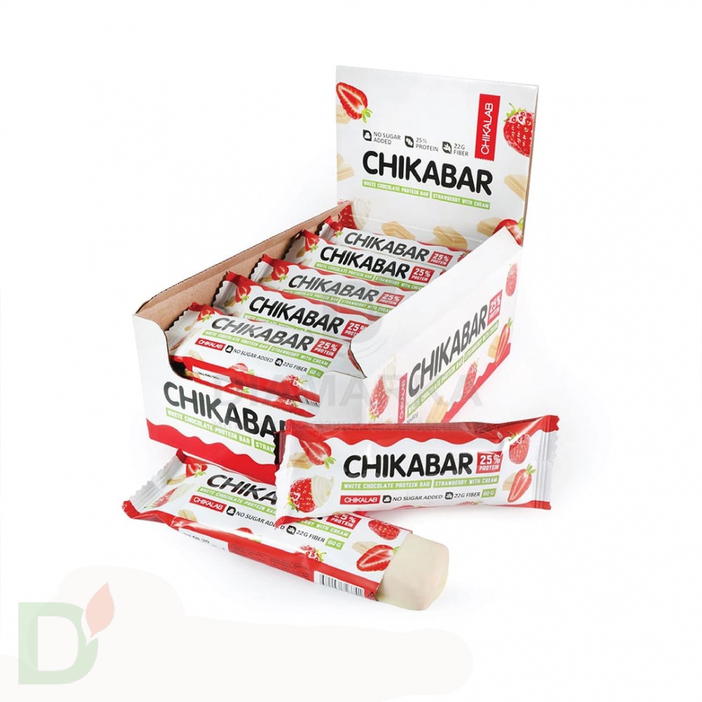 Батончик CHIKALAB глазированный с начинкой Клубника со сливками 60гр. в интернет-магазине