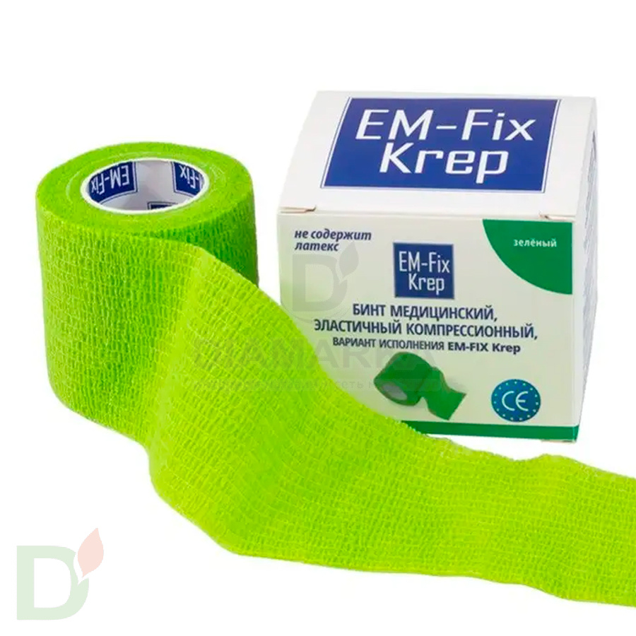Бинт эластичный когезивный EM-fix krep Лайм, 5 см х 4,5 м в интернет-магазине
