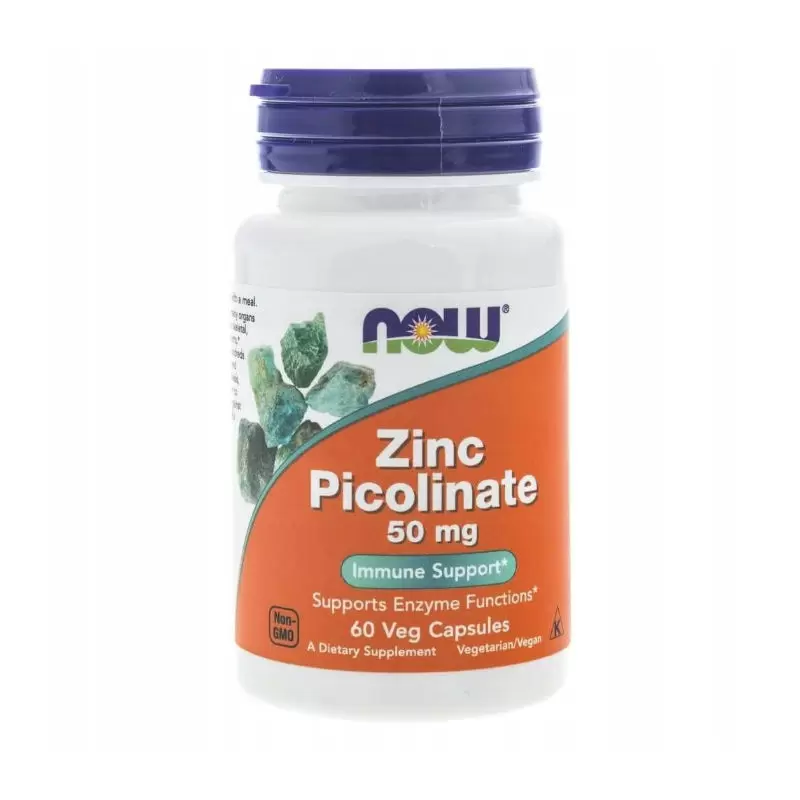 Витамины NOW Цинк пиколинат для здоровья всего организма, 50 мг, 60 шт
