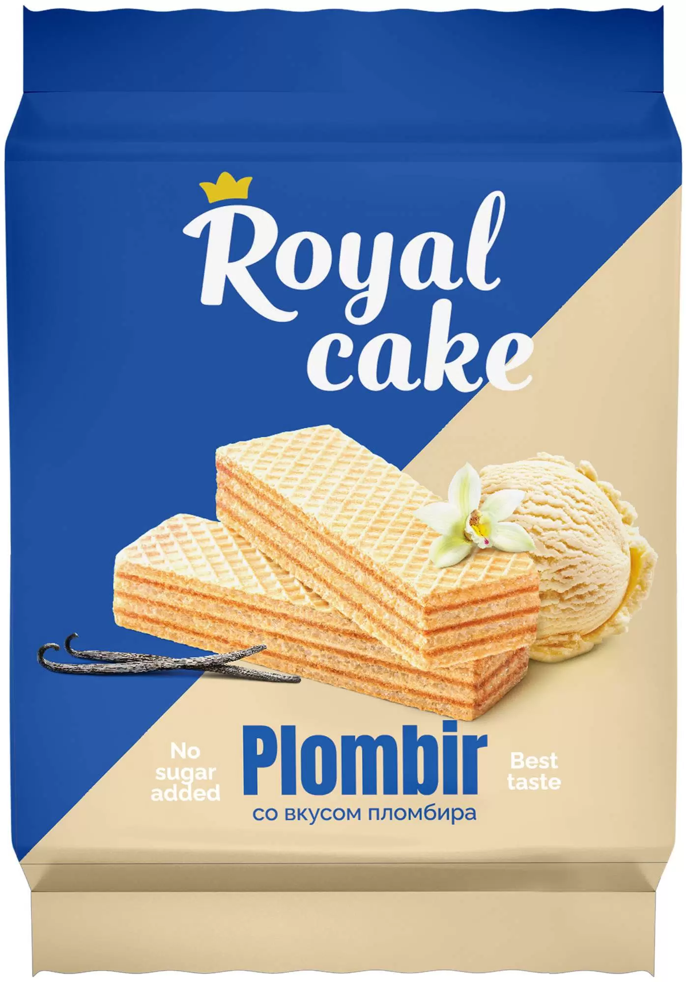 Вафли Royal cake со вкусом «ПЛОМБИР» без сахара, 120 г в интернет-магазине